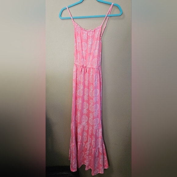 Cat And Jack Girl's Size XL 14/16 Pink Pineapples Print Maxi Dress - Picture 1 of 3